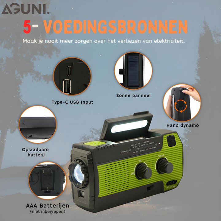 Portable Emergency Radio with Solar Power - PowerWave