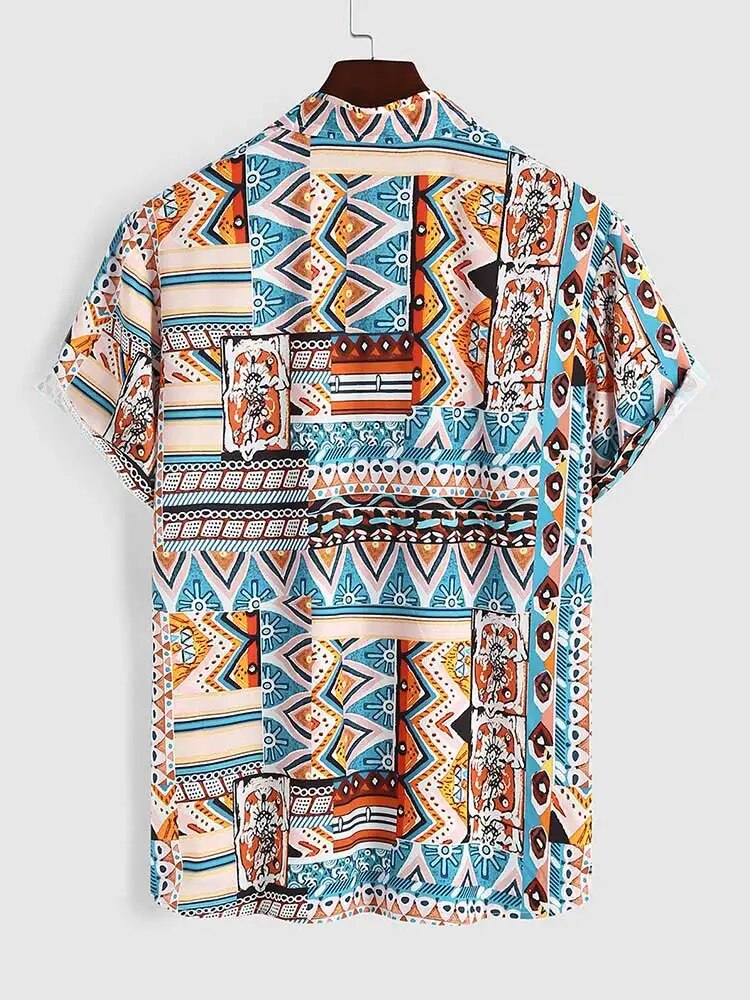 Summer Women's Shirt with Ethnic Print and Chest Pocket – Nova