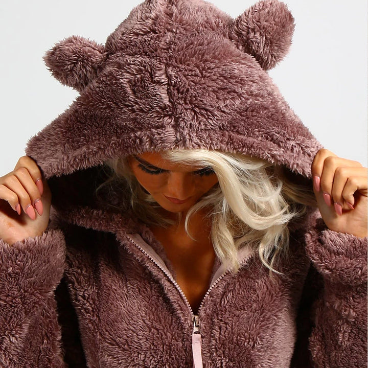 Super Soft Fleece Onesie with Bear Ears - BearHug