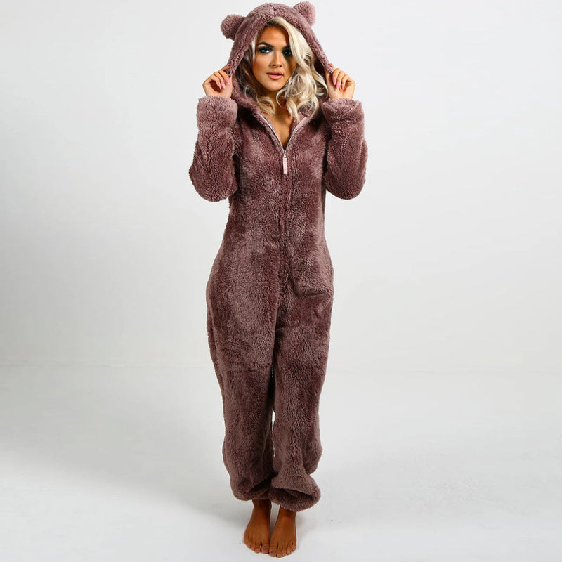 Super Soft Fleece Onesie with Bear Ears - BearHug