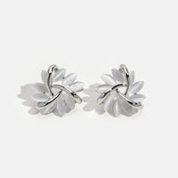 Round Opal Flower Stud Earrings in Gold - Amara