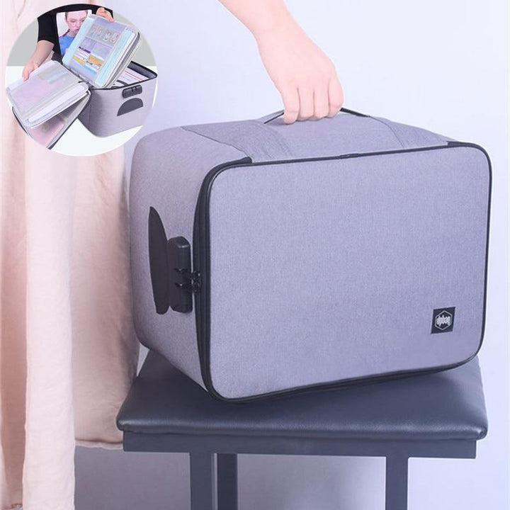 Lockable Waterproof Document Storage Box – Multi-Layer Travel Organizer