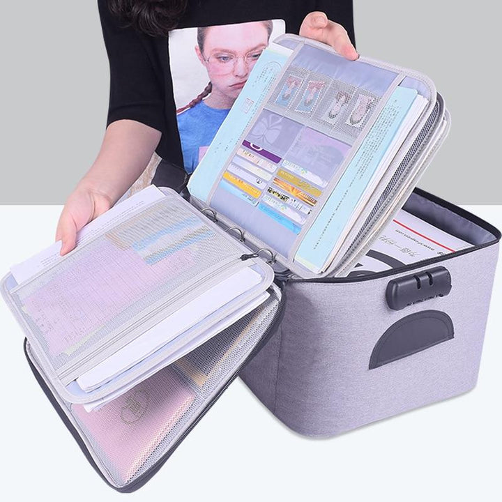 Lockable Waterproof Document Storage Box – Multi-Layer Travel Organizer