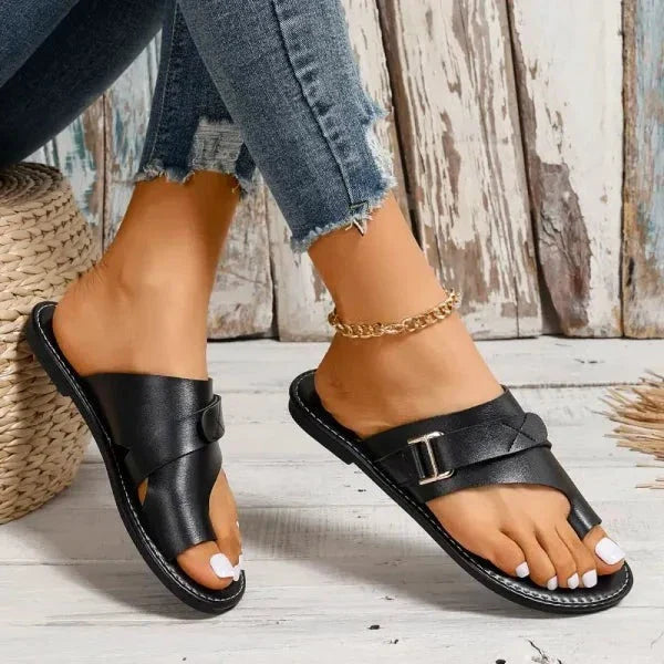 Orthopedic women's leather sandals with Hallux Valgus correction – Livia