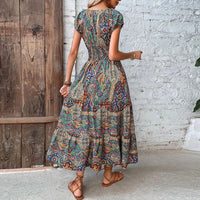 Airy women's maxi dress with boho print & V-neck - Nayeli