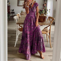 Airy women's maxi dress with boho print & V-neck - Nayeli