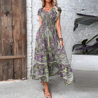 Airy women's maxi dress with boho print & V-neck - Nayeli