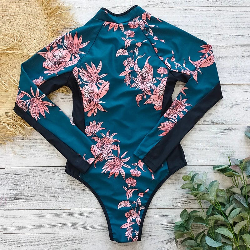 Women's swimsuit with long sleeves and zipper - Naria
