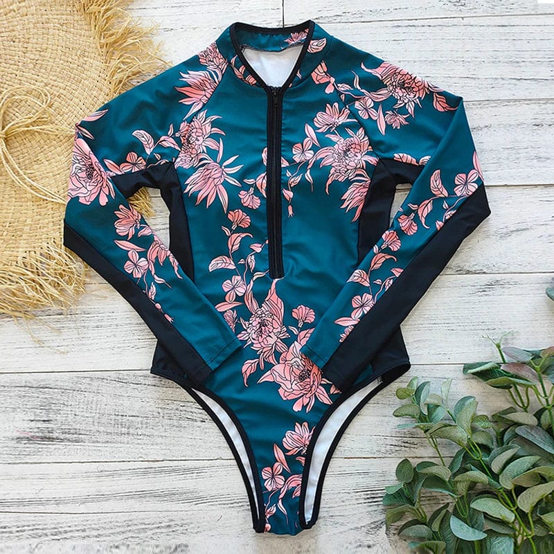 Women's swimsuit with long sleeves and zipper - Naria