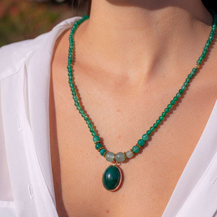 Vintage Groene Onyx Kalmerende Ketting - Elara