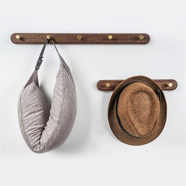 Wooden Wall Coat Rack with Brass Hooks - LignaHook