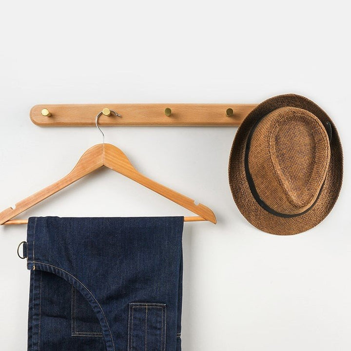 Wooden Wall Coat Rack with Brass Hooks - LignaHook