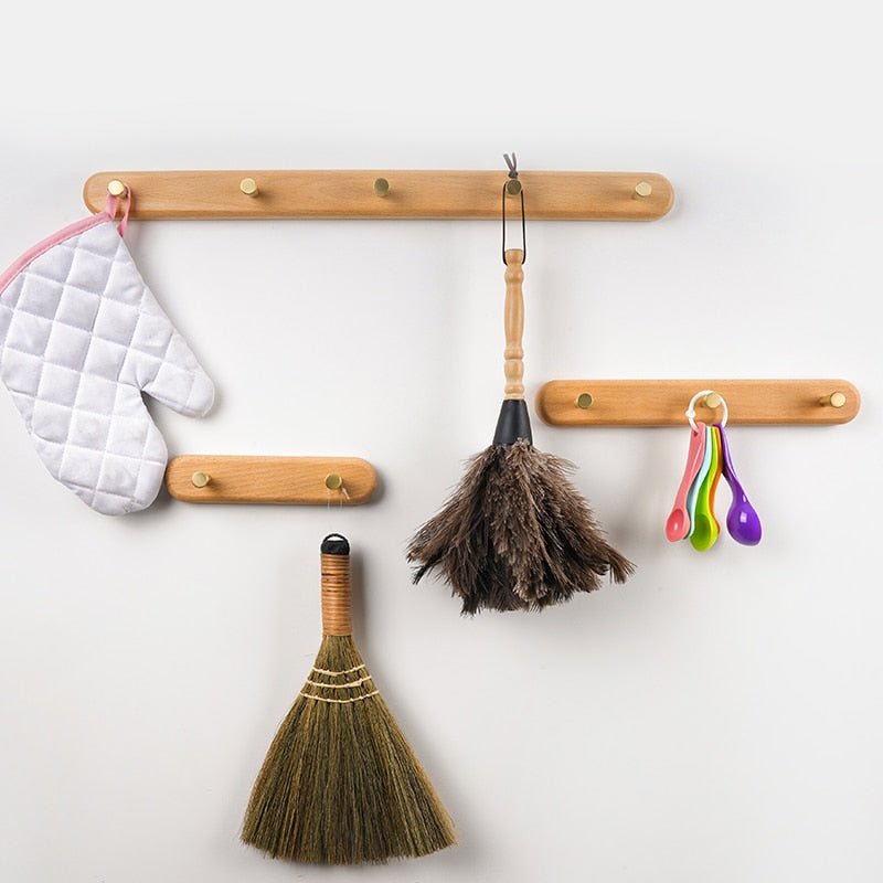 Wooden Wall Coat Rack with Brass Hooks - LignaHook