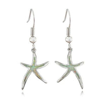 Silver Starfish Earrings with Opal - Arielle