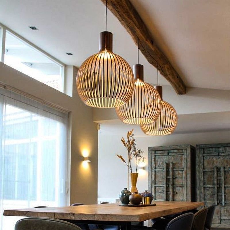 Handgemaakte Houten Hanglamp - RustikAura