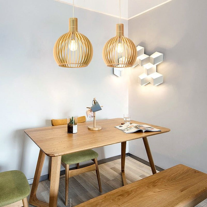 Handgemaakte Houten Hanglamp - RustikAura
