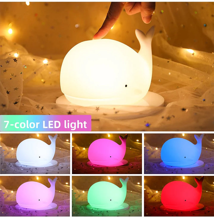 Urocza lampka nocna wieloryb z zmianą koloru - GlowWhale