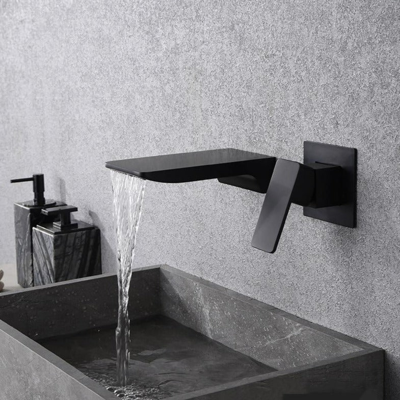 Sensor Wall Faucet with Waterfall Spout – Fluxis