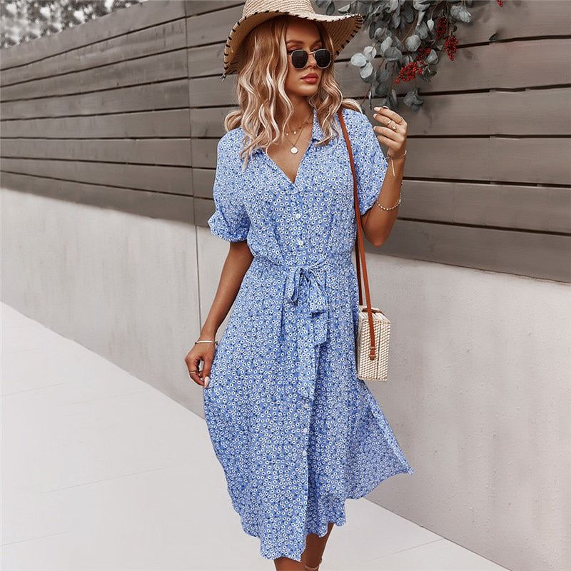 Boho Bloemen Midi Jurk - Isla