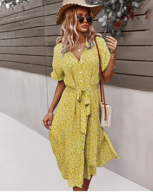 Boho Bloemen Midi Jurk - Isla