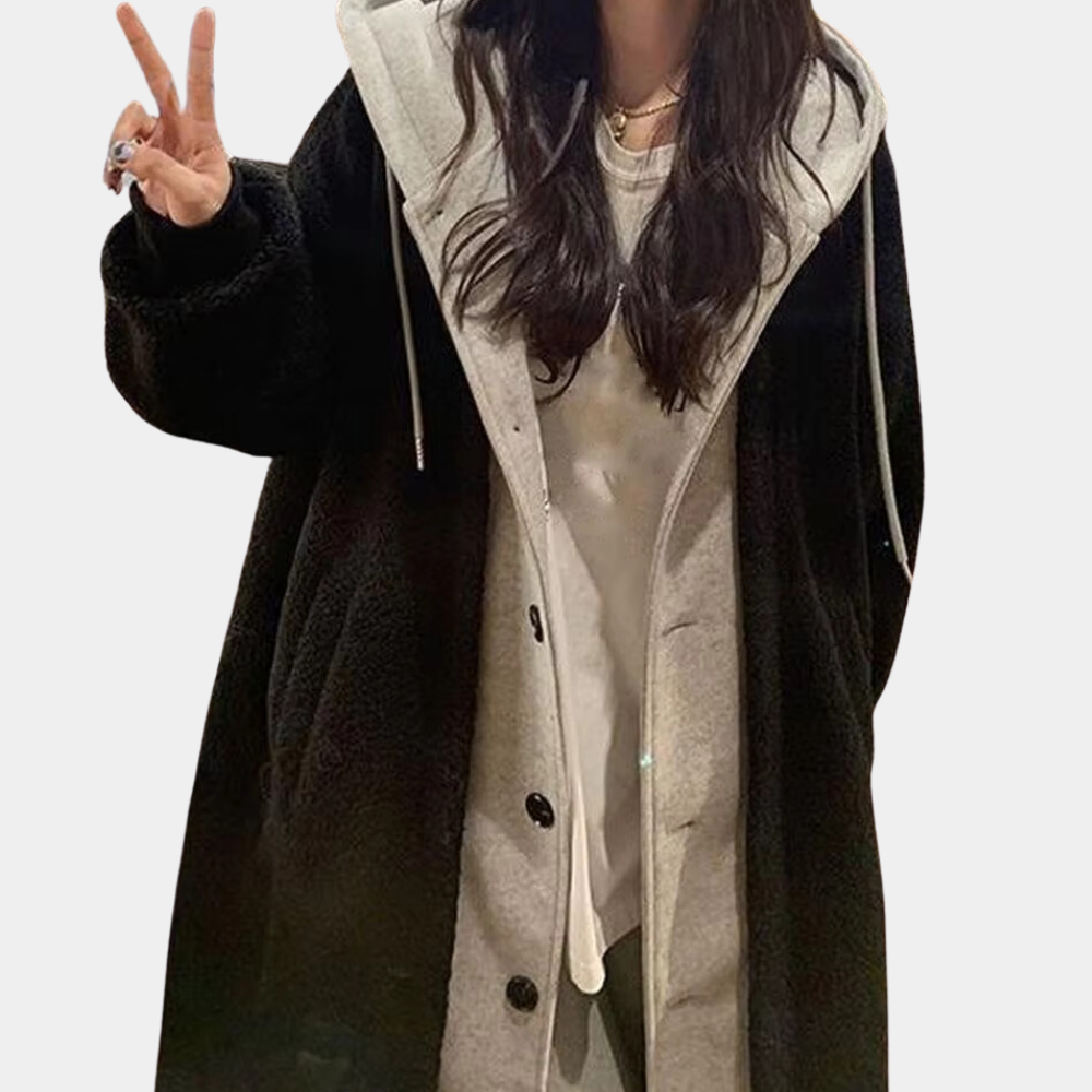 Casual Long Women's Coat with Hood - Isla