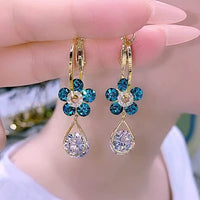 Luxury Dangle Earrings with Flower Detail – LunaBloom