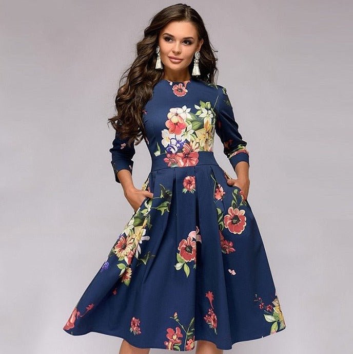 Retro Dress with Floral Print – Florina