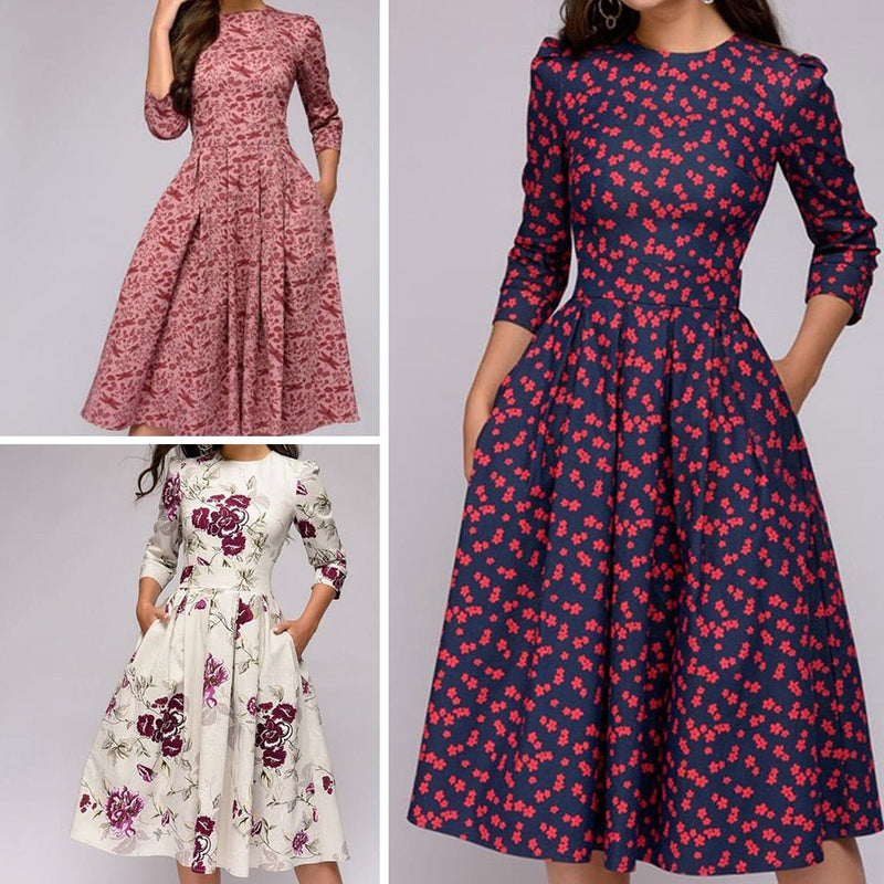 Retro Dress with Floral Print – Florina