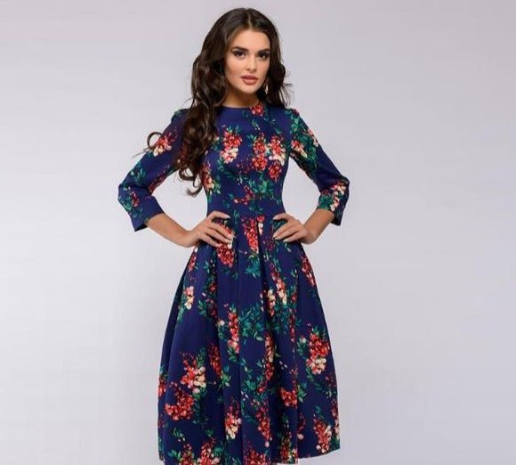 Retro Dress with Floral Print – Florina