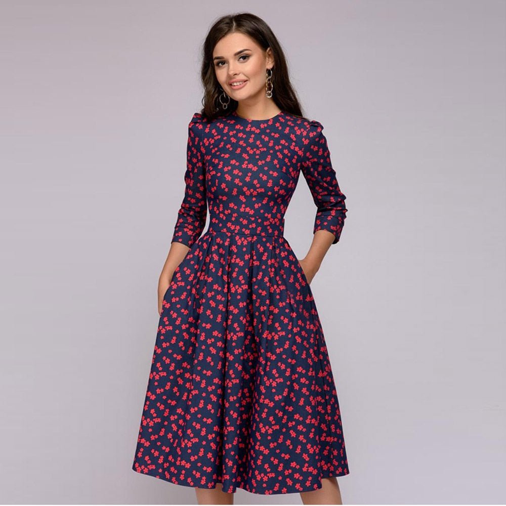Retro Dress with Floral Print – Florina