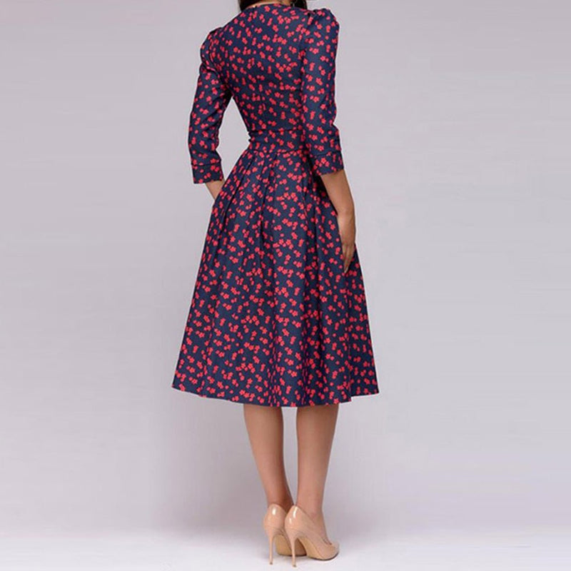 Retro Dress with Floral Print – Florina