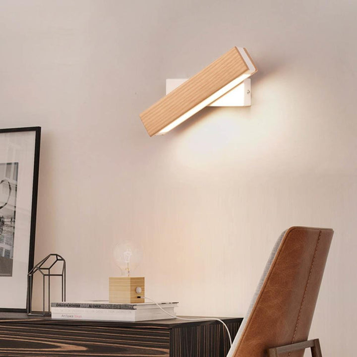 Drewniana lampa ścienna LED z funkcją obrotu - Twilight Pivot