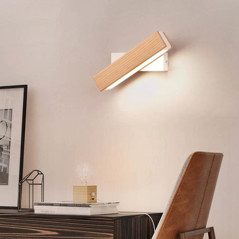 Drewniana lampa ścienna LED z funkcją obrotu - Twilight Pivot