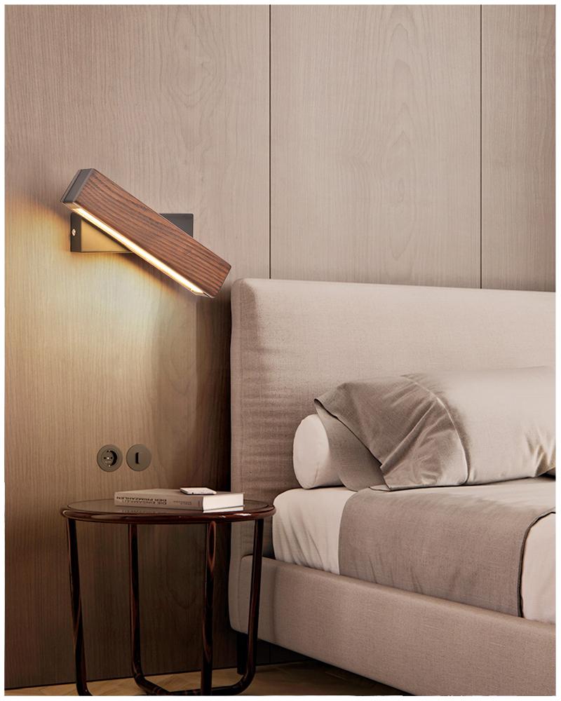 Drewniana lampa ścienna LED z funkcją obrotu - Twilight Pivot