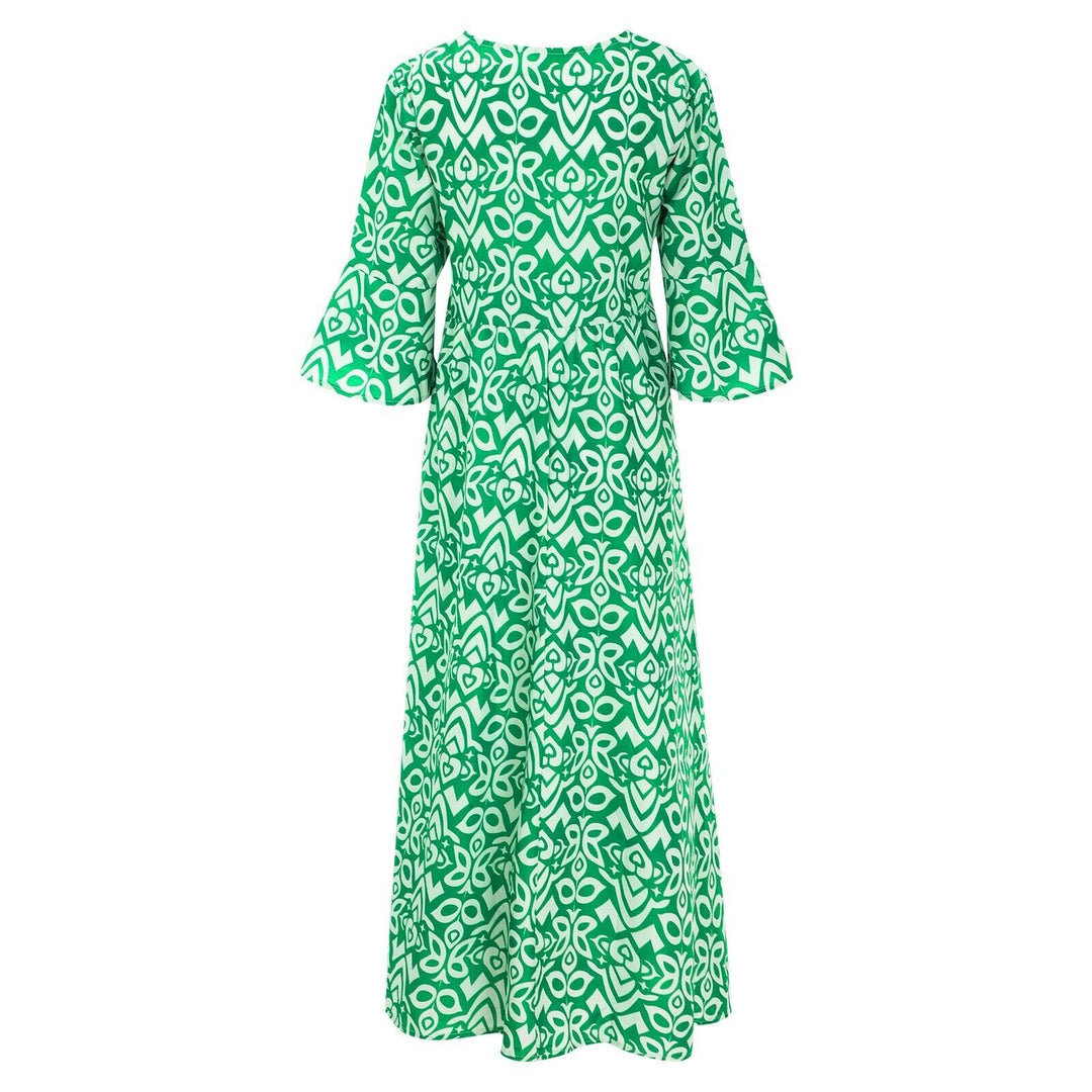 Long Floral Dress with V-Neck – Liora