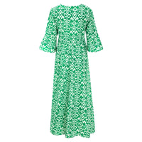 Long Floral Dress with V-Neck – Liora