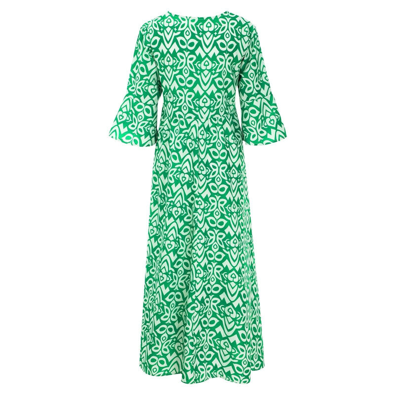 Long Floral Dress with V-Neck – Liora
