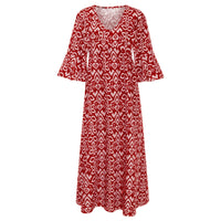 Long Floral Dress with V-Neck – Liora