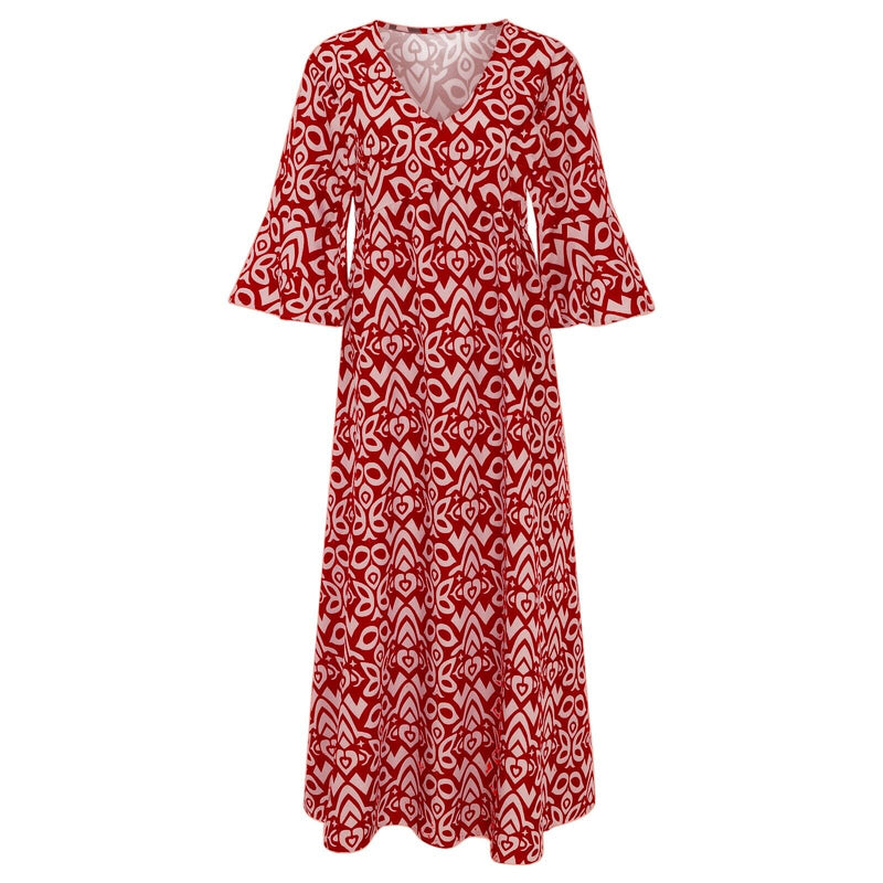 Long Floral Dress with V-Neck – Liora