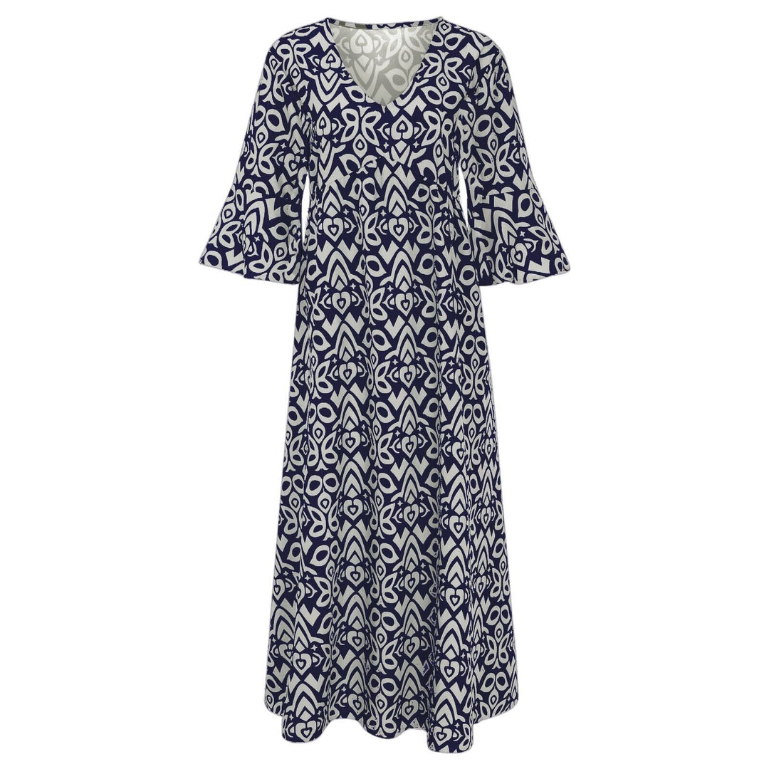 Long Floral Dress with V-Neck – Liora