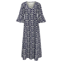 Long Floral Dress with V-Neck – Liora
