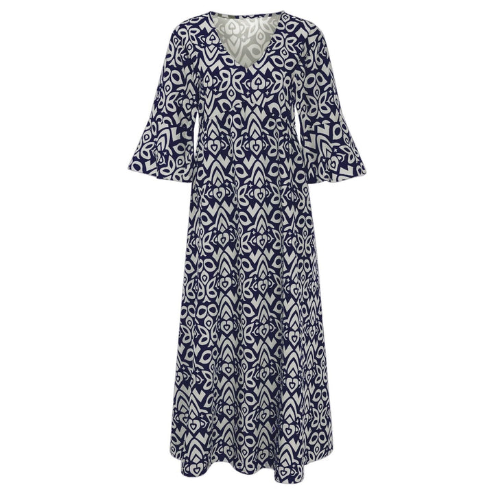 Long Floral Dress with V-Neck – Liora
