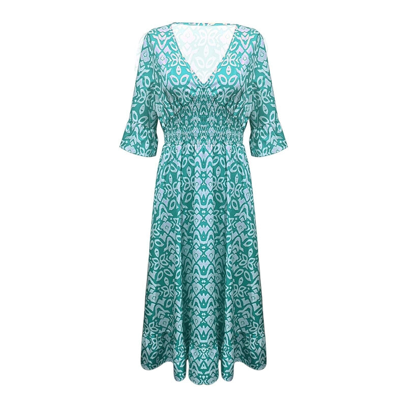 Long Floral Dress with V-Neck – Liora