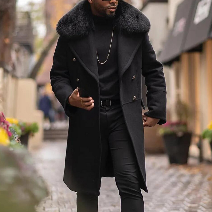 Stylish Warm Black Winter Coat for Men - Vincenzo