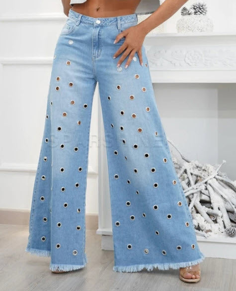 Retro Comfortable High-Rise Flared Jeans - Leona