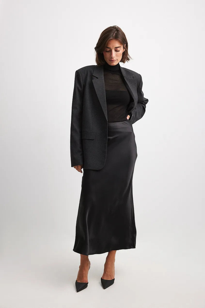 Satin Skirt with High Waist – Elena