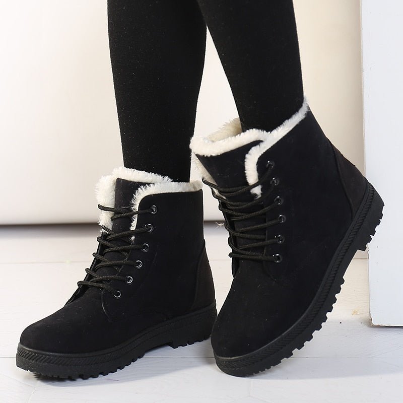 Warm Lined Women's Winter Boots with Laces - Eliza Fur Boot