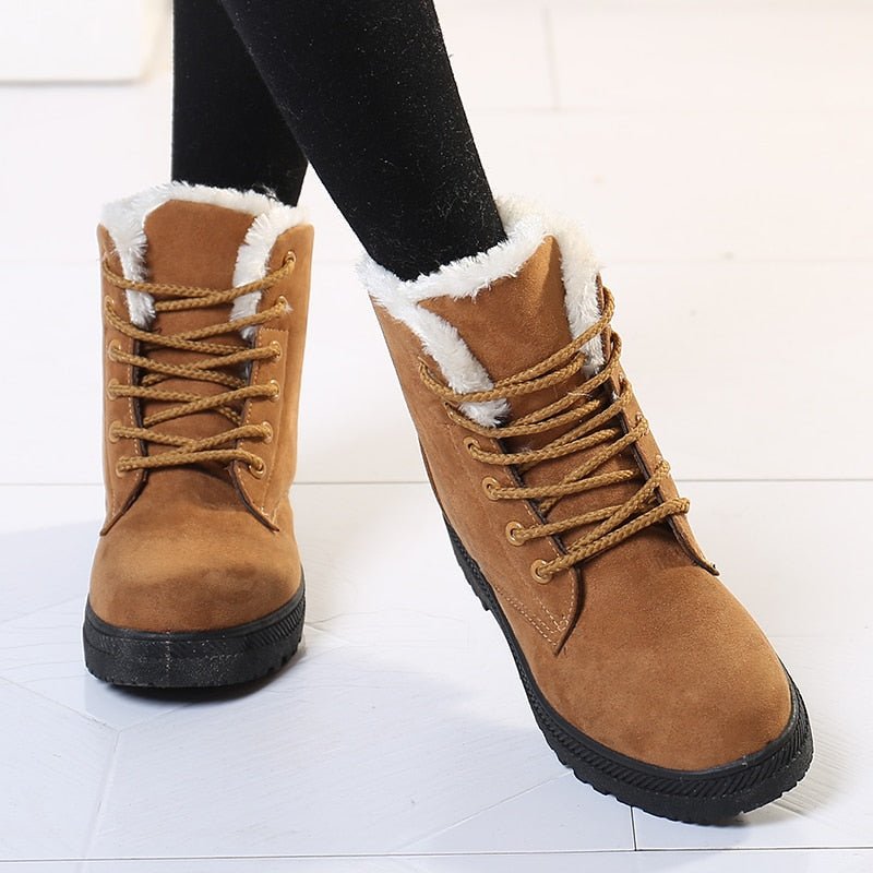Warm Lined Women's Winter Boots with Laces - Eliza Fur Boot