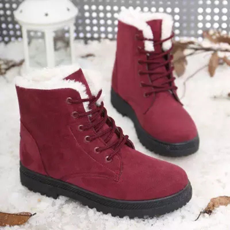Warm Lined Women's Winter Boots with Laces - Eliza Fur Boot