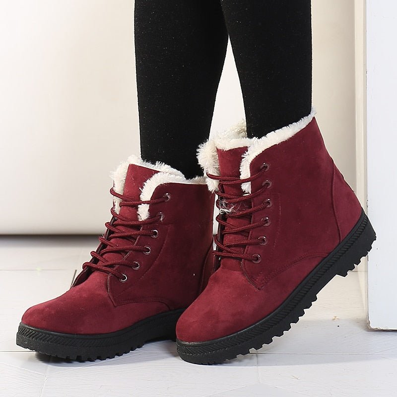 Warm Lined Women's Winter Boots with Laces - Eliza Fur Boot